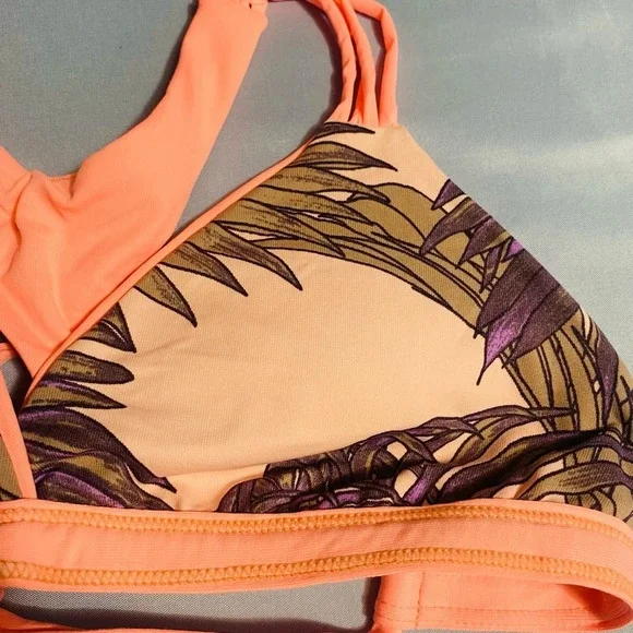 Maaji Pink and Purple Bikini Top with Tropical Print - Picture 5 of 9